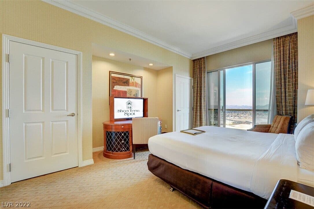 Rest easy on a plush king pillow-top mattress after Vegas adventures.