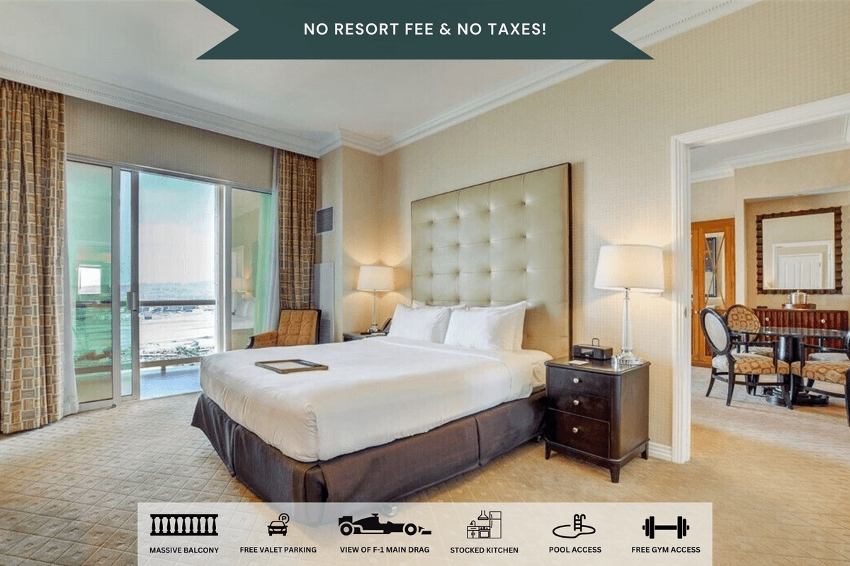 Your master suite opens to a massive balcony with breathtaking views of the Vegas desert. 🌴🌞