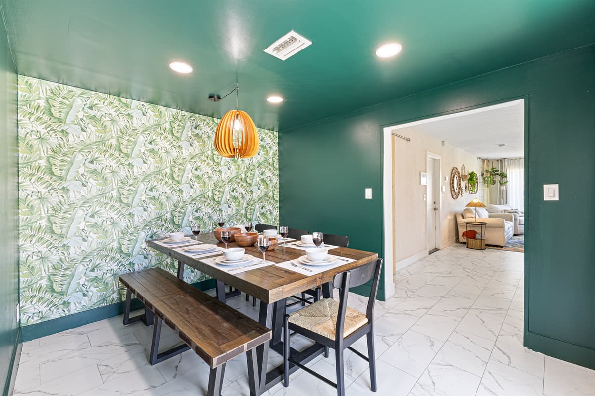 Dining table for 8 guests — big meals, game nights, and good times.