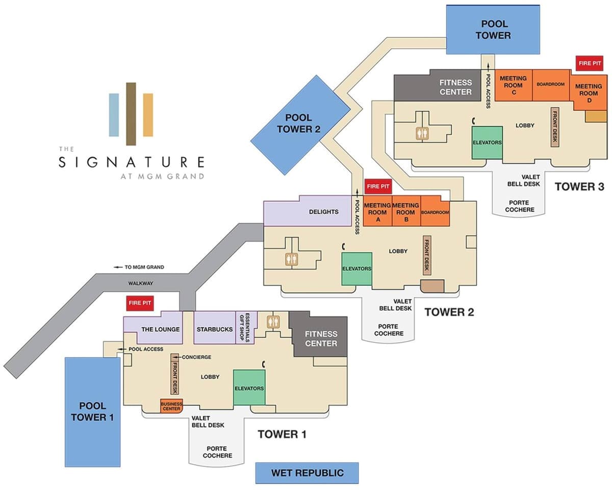 Layout of the MGM Towers - You are in Tower 1