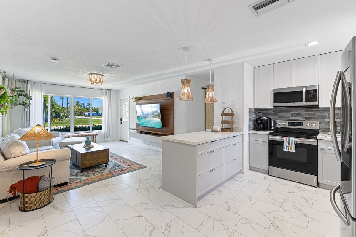 Open layout flows from living room to kitchen for easy, breezy living.